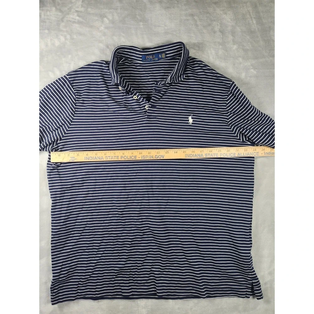 Polo Ralph Lauren Polo Shirt XL Men Navy Blue‎ And White Pony